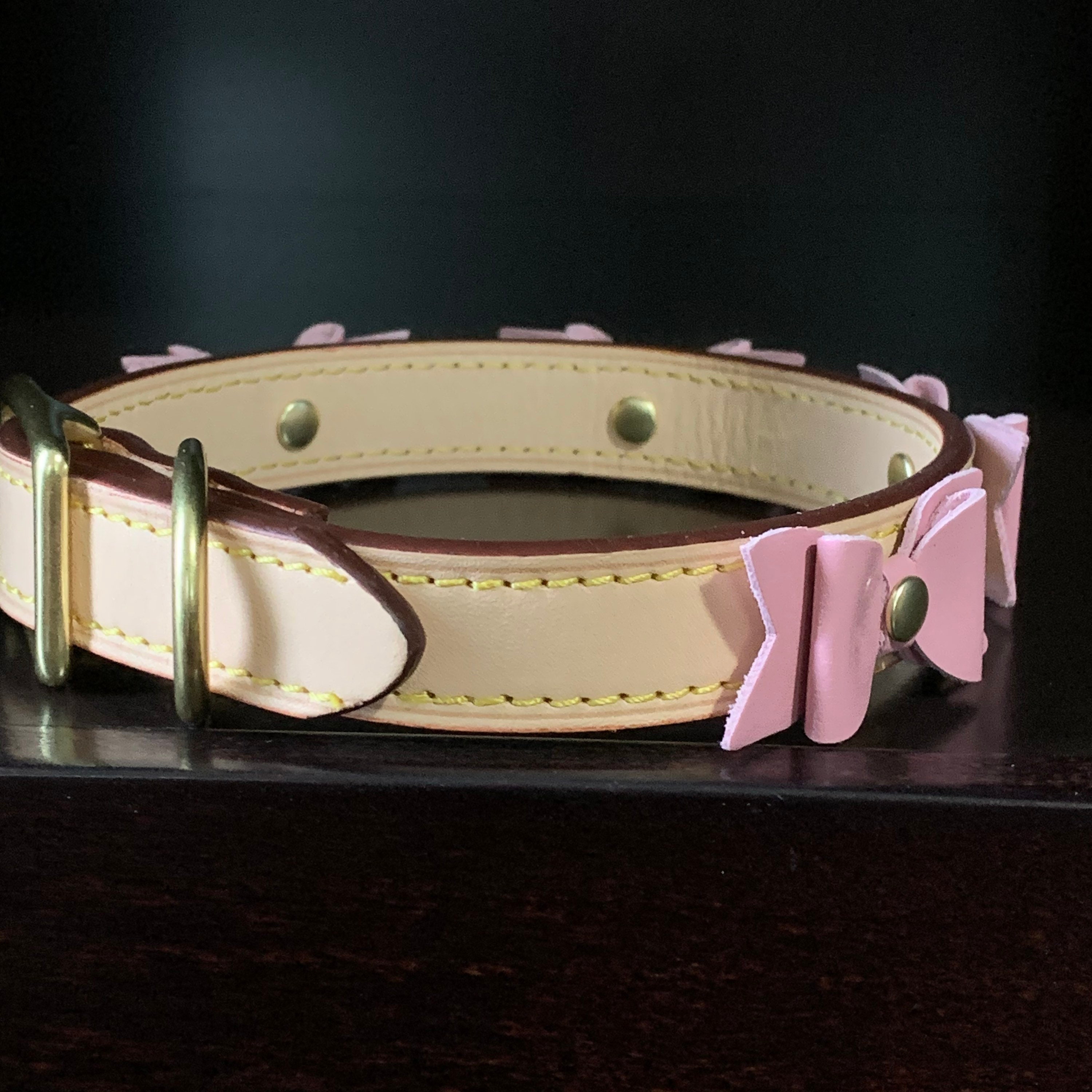 Leather Dog Collar With Bows Bow Dog Collar Luxury Dog Collar Etsy
