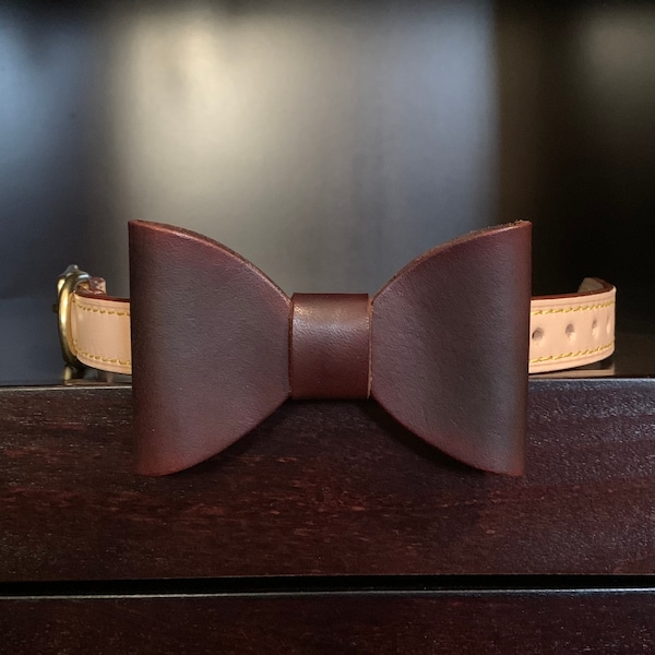 Bow Tie For Dogs Pet Gift Leather Dog Collar With Brown Bow Tie Handsome Dog Collar Dog Collar Accessories Leather