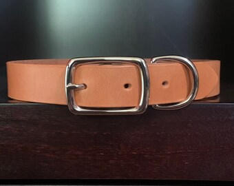 Hand Made Tan Leather Dog Collar Beautiful Tan Leather Collar 1” Leather Dog Collar Luxury Dog Collar Classic Leather Dog Collar