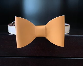 Dog Collar With Bow Tie Leather Bow Tie Mustard Bow Leather Dog Collar Handsome Dog Collar