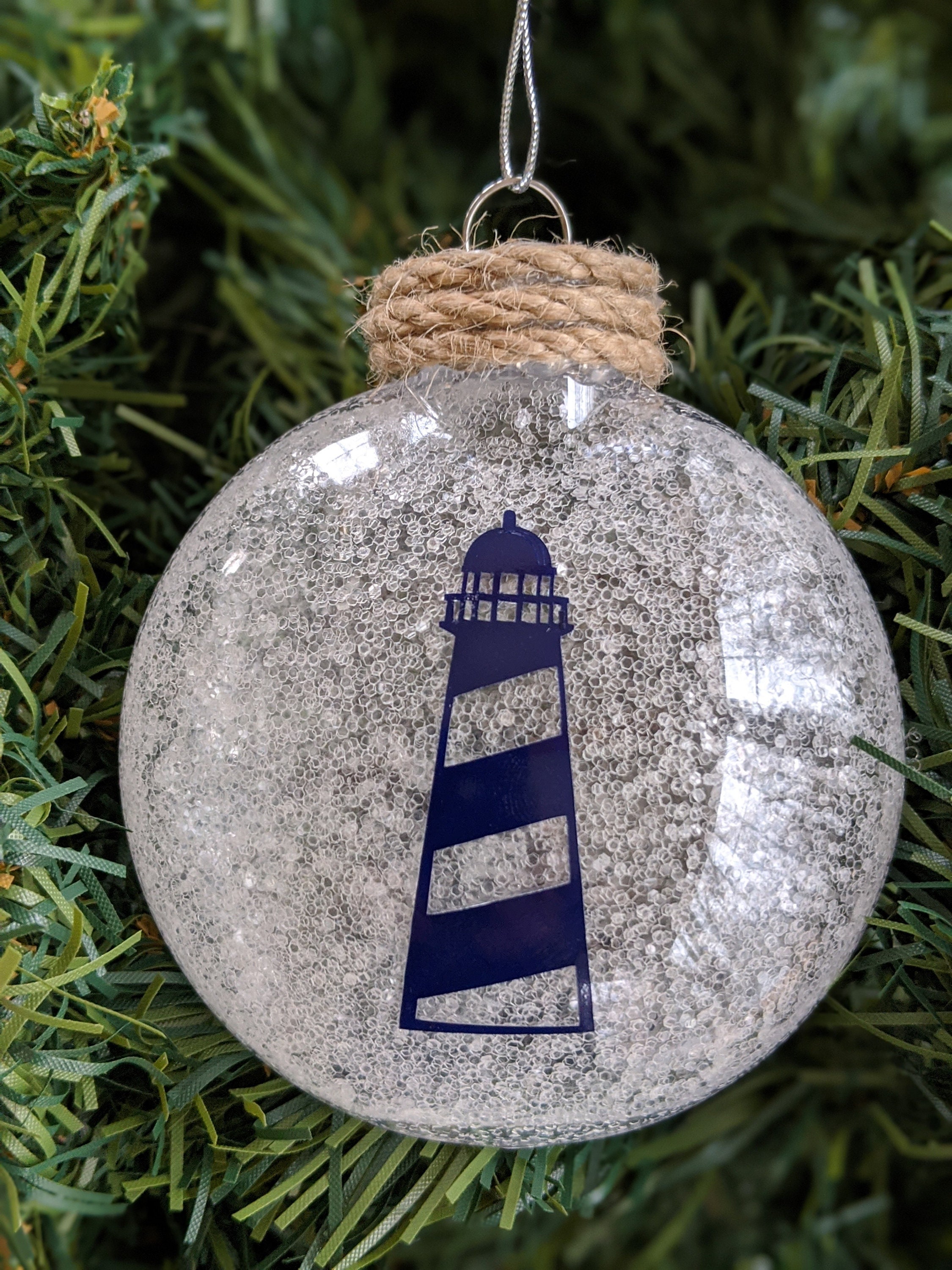 Nautical Lighthouse Glitter Ornament Etsy.de