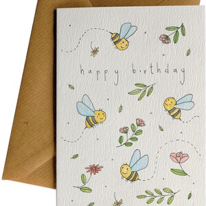 Geburtstagskarte Bienen A6 | Entworfen in NZ 100% Recycling Papier Karte Kinder Geschenk Niedliche Geburtstagskarten Bienen Geburtstagsgeschenke