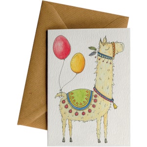 Cartão de felicitações lhama a6 projetado na nz cartão de feliz aniversário cartão de parabéns 100% cartão de papel alpaca balões presentes de aniversário cartão infantil