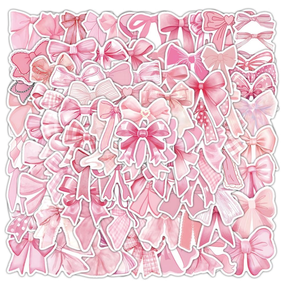 Pink Bow Sticker Pack, 100 Pcs Coquette Bow Stickers, Bullet, Journal ...