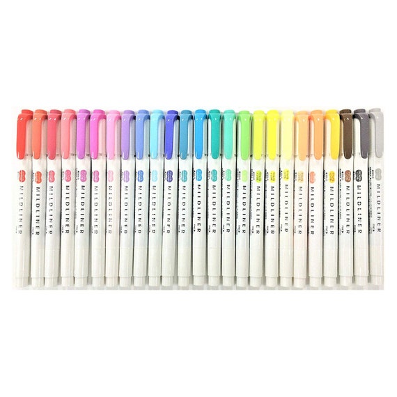 Zebra Mildliner Brush Highlighter Marker Set with Box Case 25 Colors –  Japanese Taste