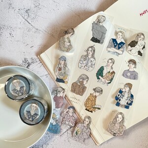 Pion PET Tape Girl Sticker No.16 Girls sticker, bullet, journals, Scrapbook Stickers, bujo sticker scrapbook junk journal, washi tape