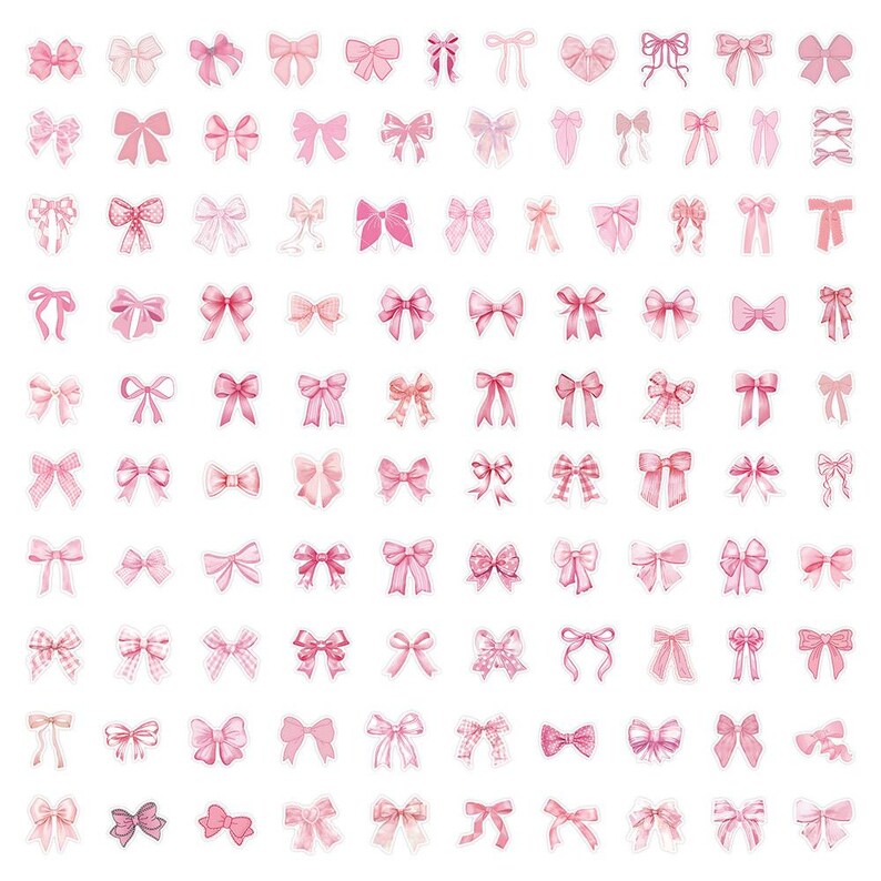 Pink Bow Sticker Pack, 100 Pcs Coquette Bow Stickers, Bullet, Journal ...