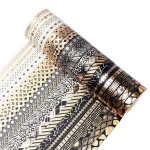 Washi Tape Black and Gold 20 Pack, bullet, journal, Decoration Tape Scrapbooking Bujo Tape Creative journal art Junk Journal DIY Craft