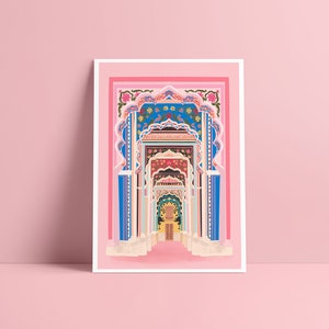 Patrika Gate, Jaipur, India - Unframed Print - Travel Print - India Print - Patrika Gate PrintPoster, Illustration