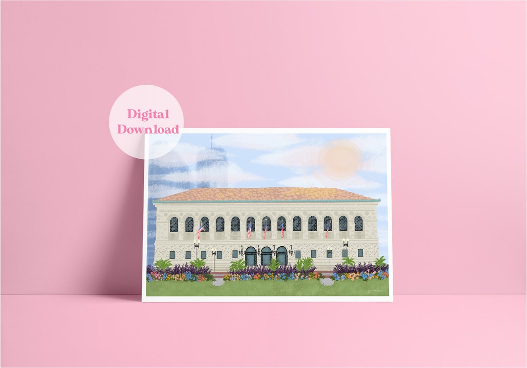 Boston Public Library Illustration, Travel Poster (digital Download) - Etsy