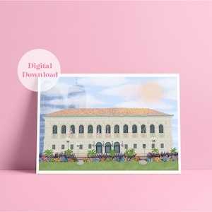 Boston Public Library, McKim Building - DIGITAL DOWNLOAD - Travel Print - Travel Illustration - Boston PrintPoster, Illustration