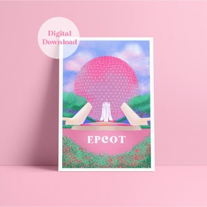 Epcot - Orlando Travel Print - DIGITAL DOWNLOAD - Travel PrintPoster, Illustration