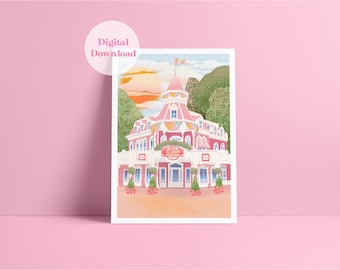 Plaza Ice Cream Parlor - Main Street USA - DIGITAL DOWNLOAD - Travel PrintPoster, Illustration