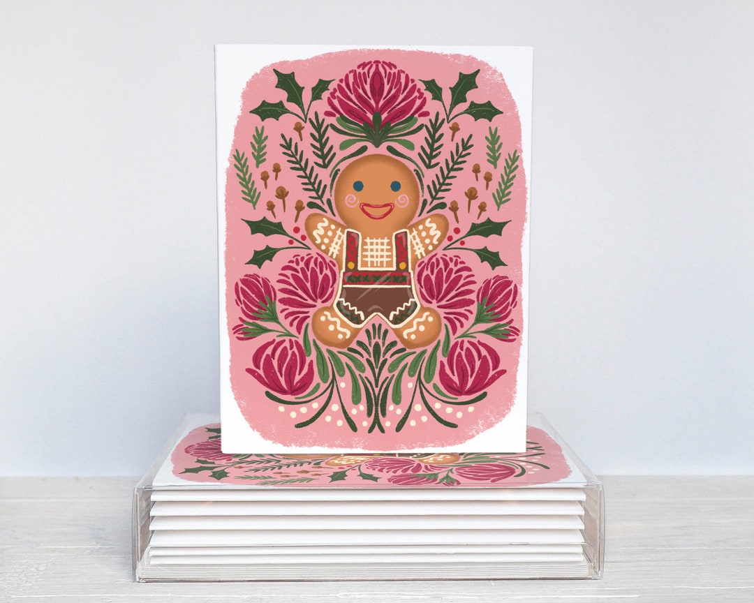 Gingerbread Man Holiday Card - Blank Inside - Etsy