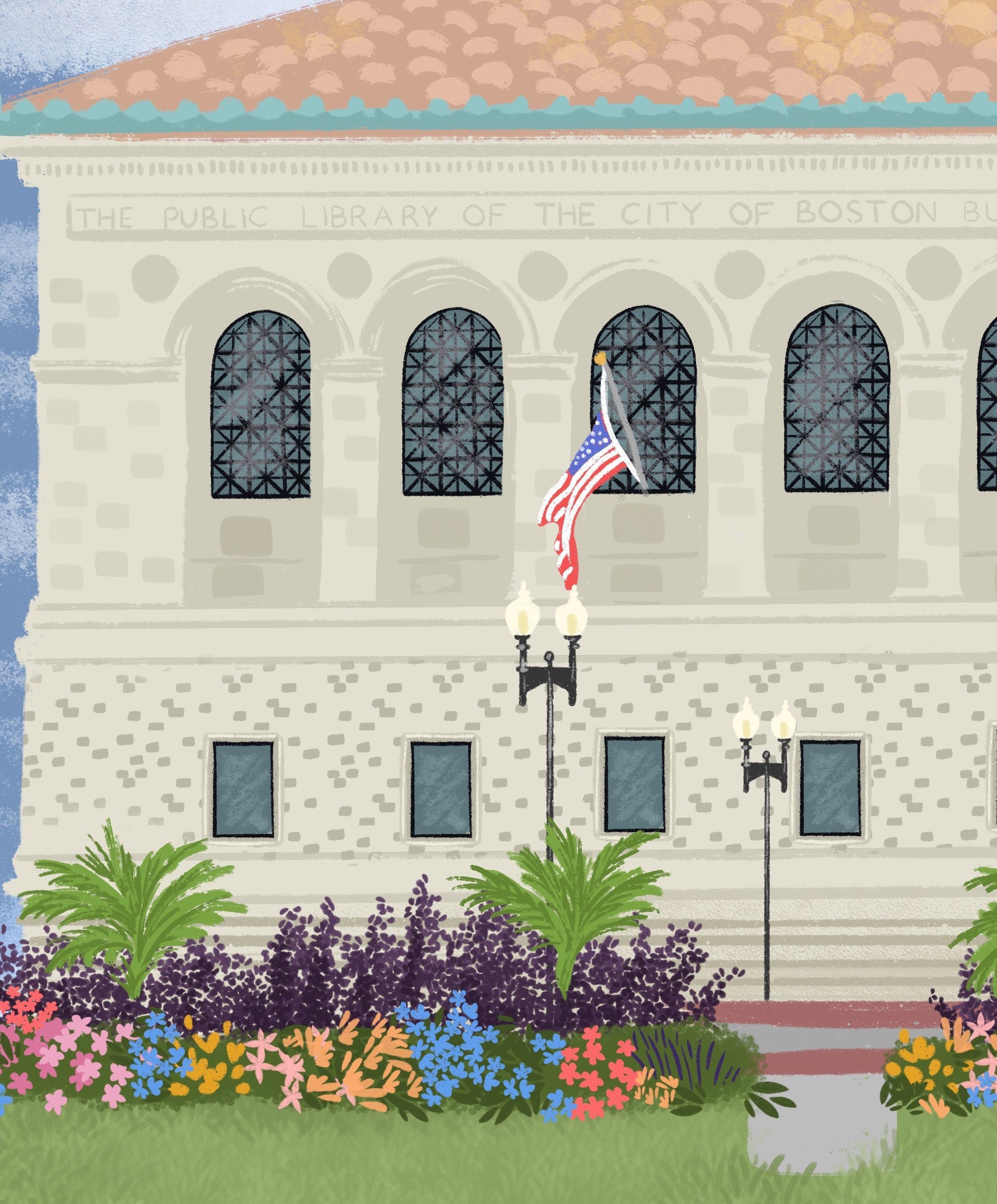 Boston Public Library- MCKIM Building - Travel Print - Colorful Home ...