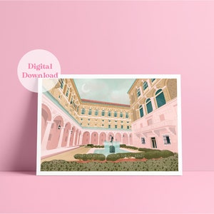 McKim Courtyard - Boston Public Library - Boston Illustration - DIGITAL DOWNLOADPoster, Illustration