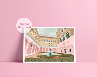 Boston Public Library Print – McKim Courtyard Illustration (Digital Download)