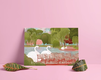 Boston Public Garden Illustration – Swan Boats Print (Digital Download)
