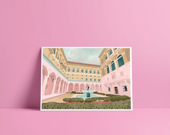 Boston Public Library Print – McKim Courtyard Illustration, Travel Art