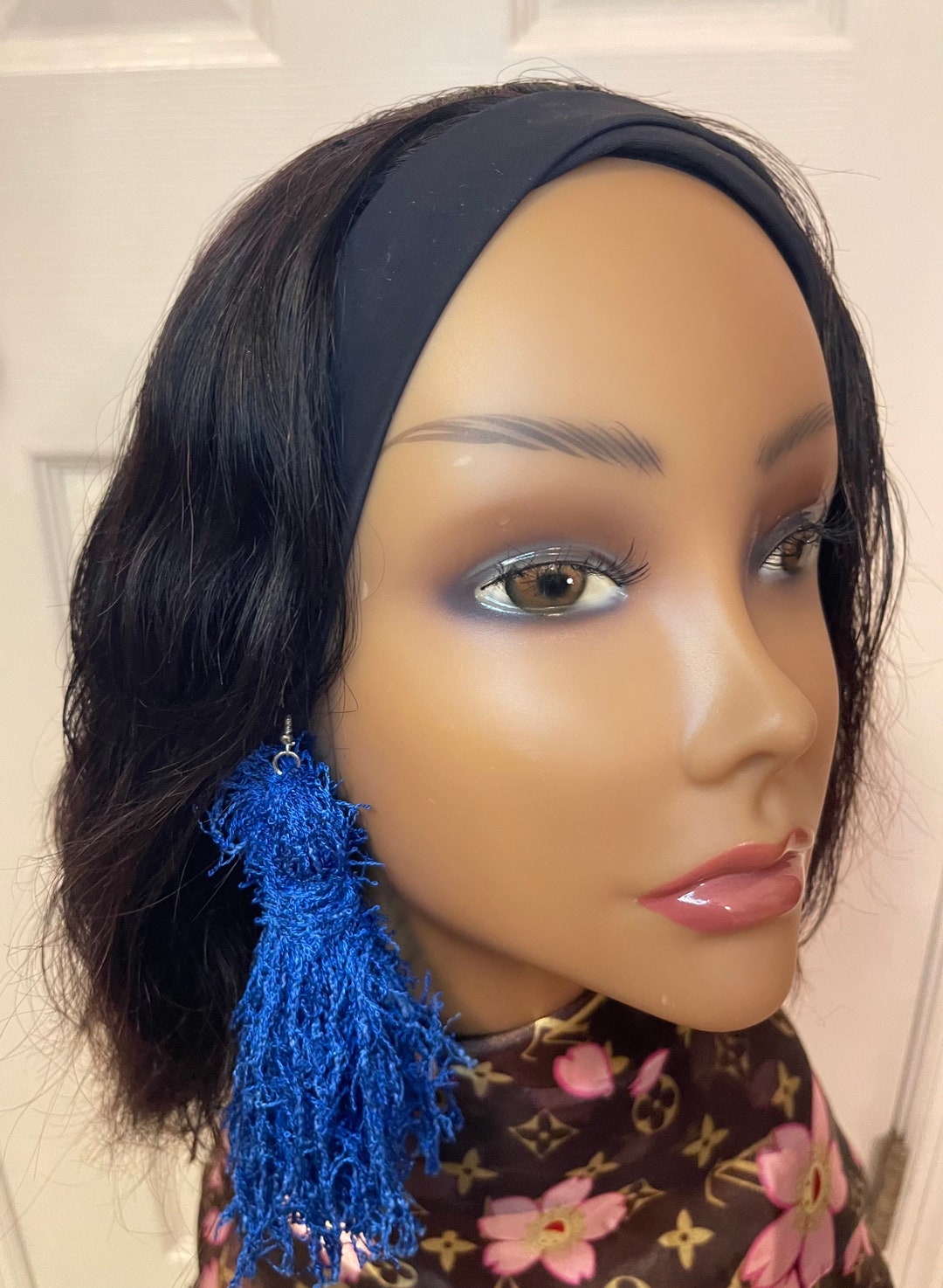 Royal Blue Tassel Earrings Etsy