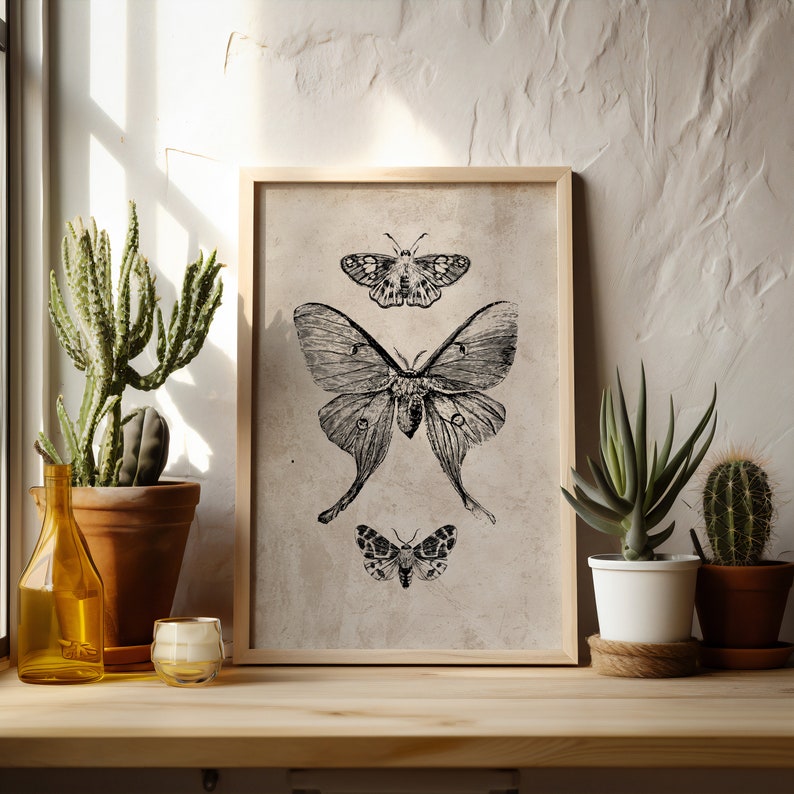 Vintage Luna Moth Wall Art Print | Botanical Insect Design (digital ...