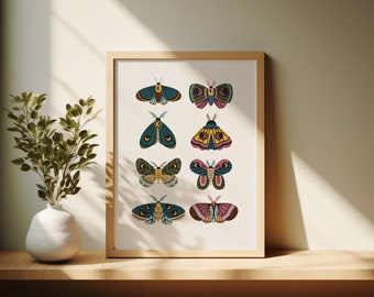 Vintage Moth Print | Digital Download | Moth Collage Print | Moth Print | Moth Design | Wall Decor | Moth Wall Art | Moth