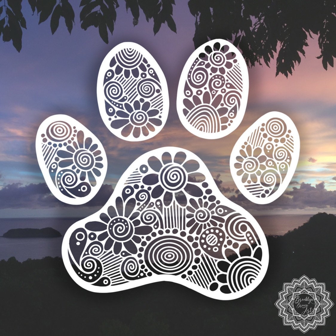 Pawprint Zentangle Decal Dog Paw Print Paw Print Decal | Etsy Canada