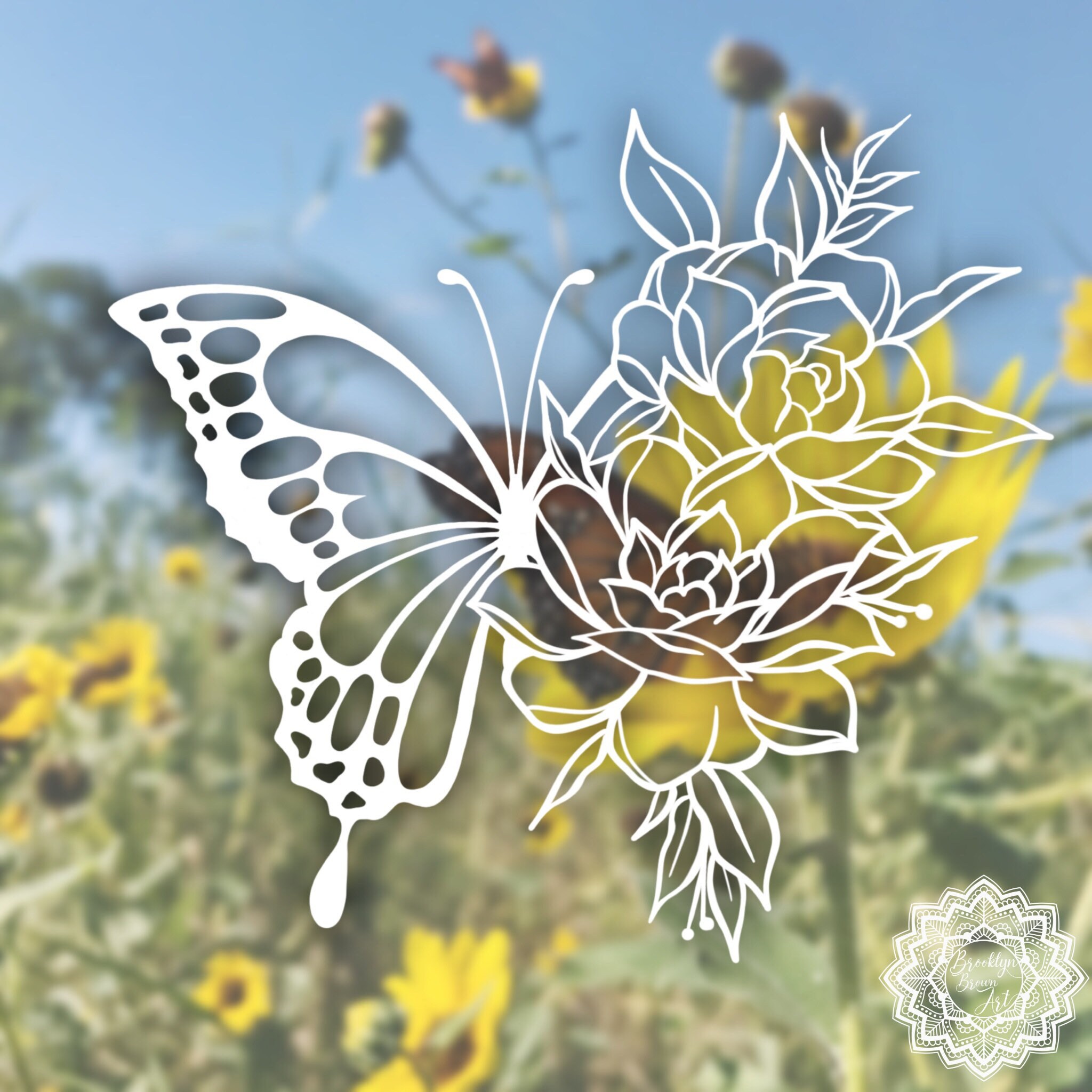 Butterfly Flower Decal Butterfly Decal Permanent Car Decal Etsy