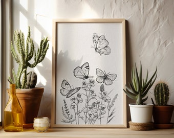 Butterfly Flower Print | Digital Download | Butterfly Print | Butterfly Design | Wall Decor | Butterfly Wall Art | Flower Print