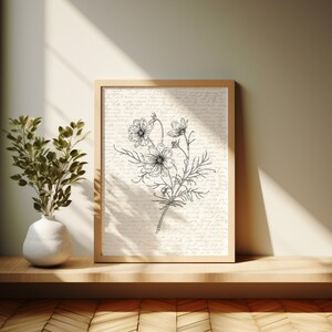 Vintage Flower Print | Digital Download | Flower Print | Flower Design | Wall Decor | Flower Wall Art | Apartment Decor | Flower Art