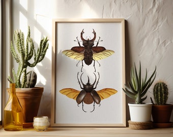 Vintage Beetle Print | Digital Download | Beetle Collage Print | Beetle Print | Beetle Design | Wall Decor | Beetle Wall Art