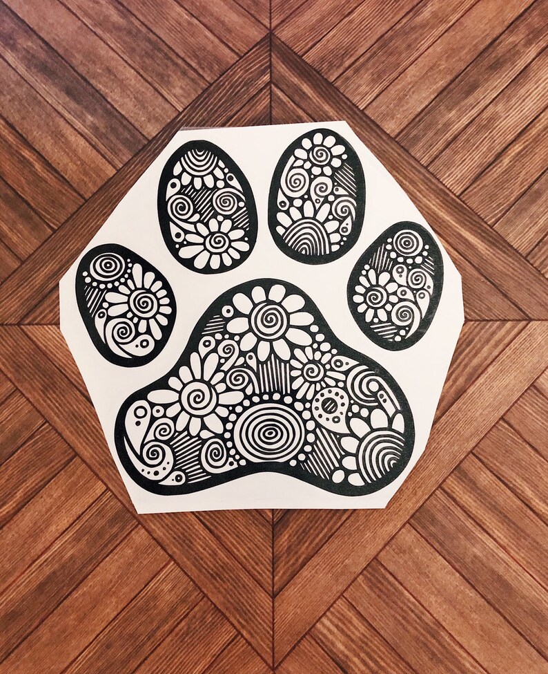 Pawprint Zentangle Decal Dog Paw Print Paw Print Decal - Etsy Canada