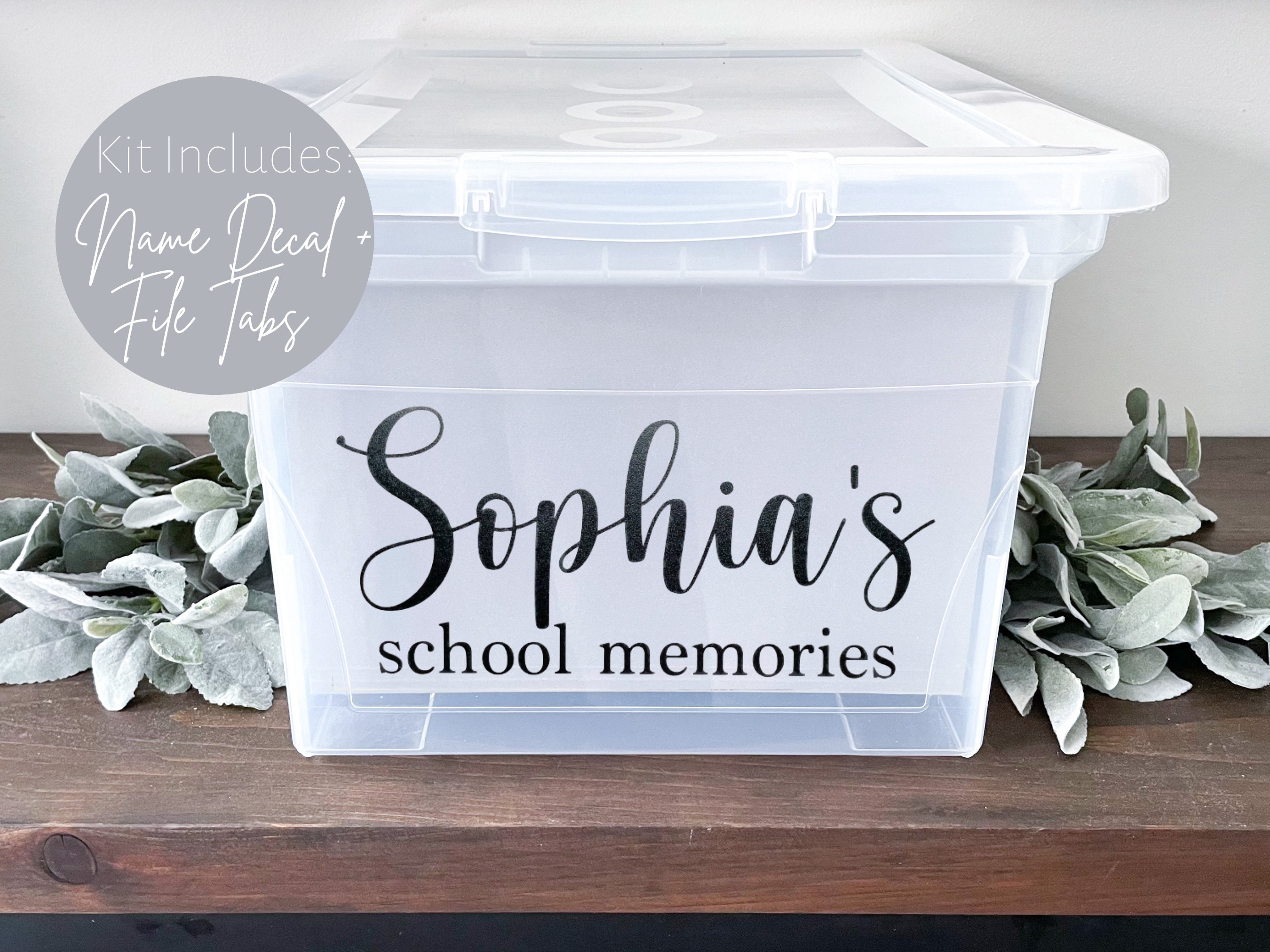 DIY Kids' School Keepsake Bin Kit Personalized Keepsake Box, Memory Box,  Artwork Organization, Schoolwork Bin Folders Not Included 