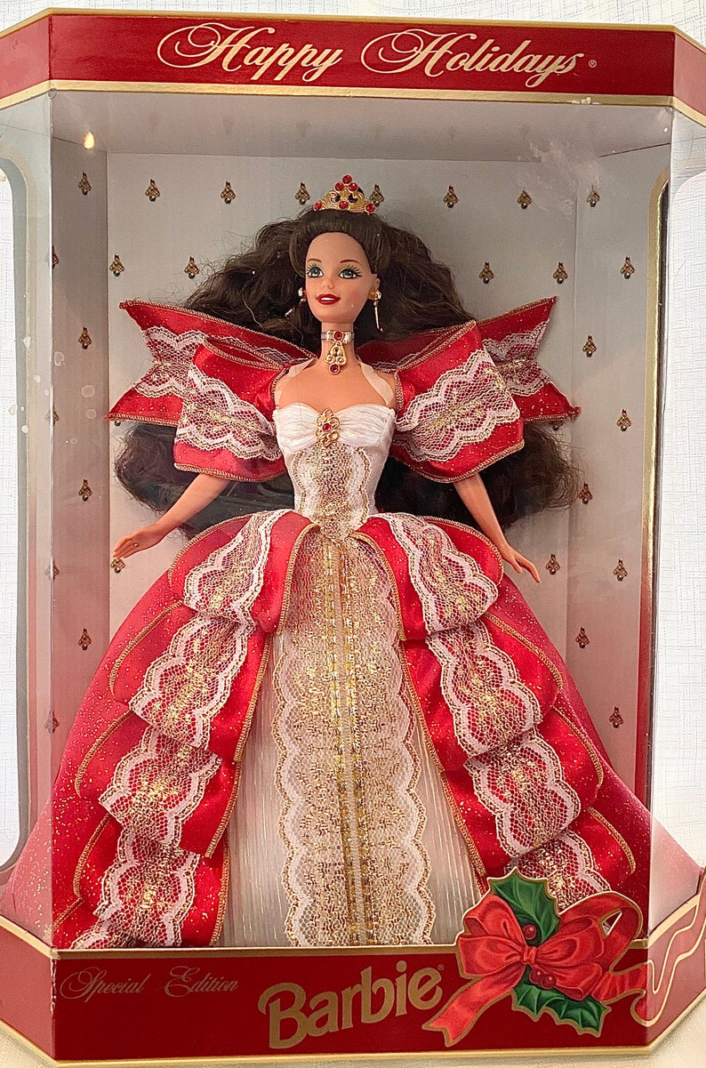 Barbie 10th Anniversary Happy Holidays Red lace gown NIB. | Etsy