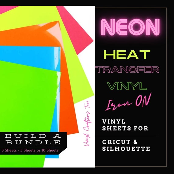 Neon Heat Transfer Vinyl Sheets, Neon Pink, Neon Yellow, Neon Green, Neon  Blue 12x10 Vinyl Sheets 
