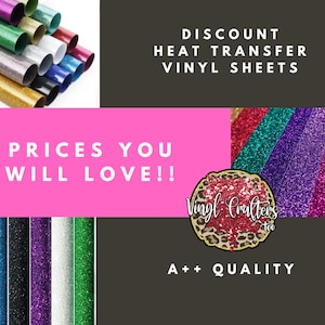 CRAFT VINYL SHEETS, Permanent Vinyl, Glitter Heat Transfer Vinyl Suitable For Silhouette Cameo, Glitter Heat Vinyl For Tshirt