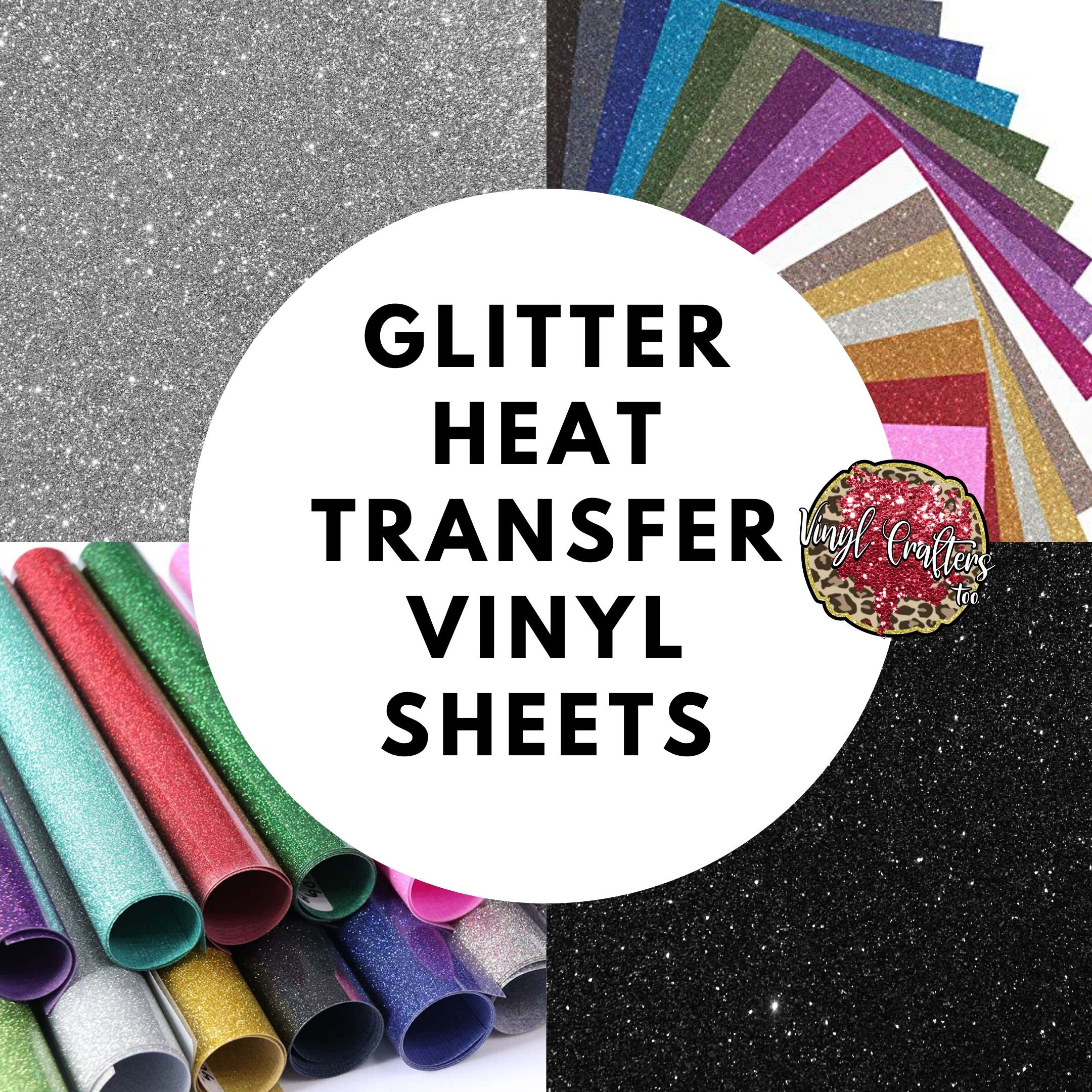 GLITTER VINYL SHEETS, Heat Transfer Vinyl, Sublimation Glitter Htv Heat  Transfer Vinyl Sheets, Craft Glitter Bundle 
