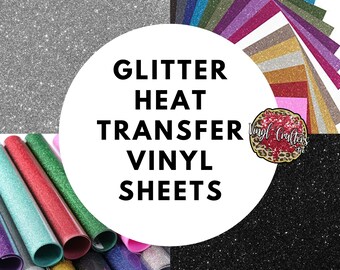 Cricut Glitter Vinyl, Heat Transfer Vinyl, Embroidery Glitter, HTV Glitter, Glitter Vinyl Sheets, Iron on, Vinyl Bundle, Silhouette 12"x20"