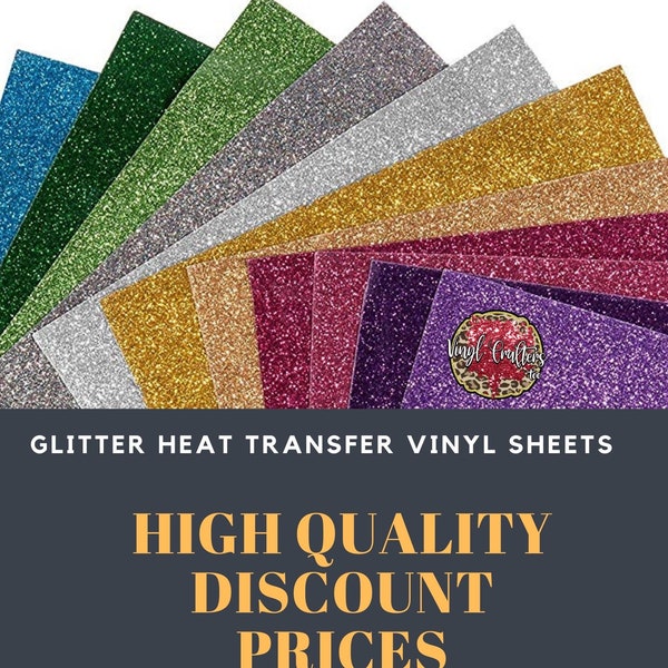 Glitter Heat Transfer Vinyl, HTV Glitter, Cricut Glitter Vinyl, Glitter Vinyl Sheets, Iron on, Vinyl Bundle, Craft Vinyl