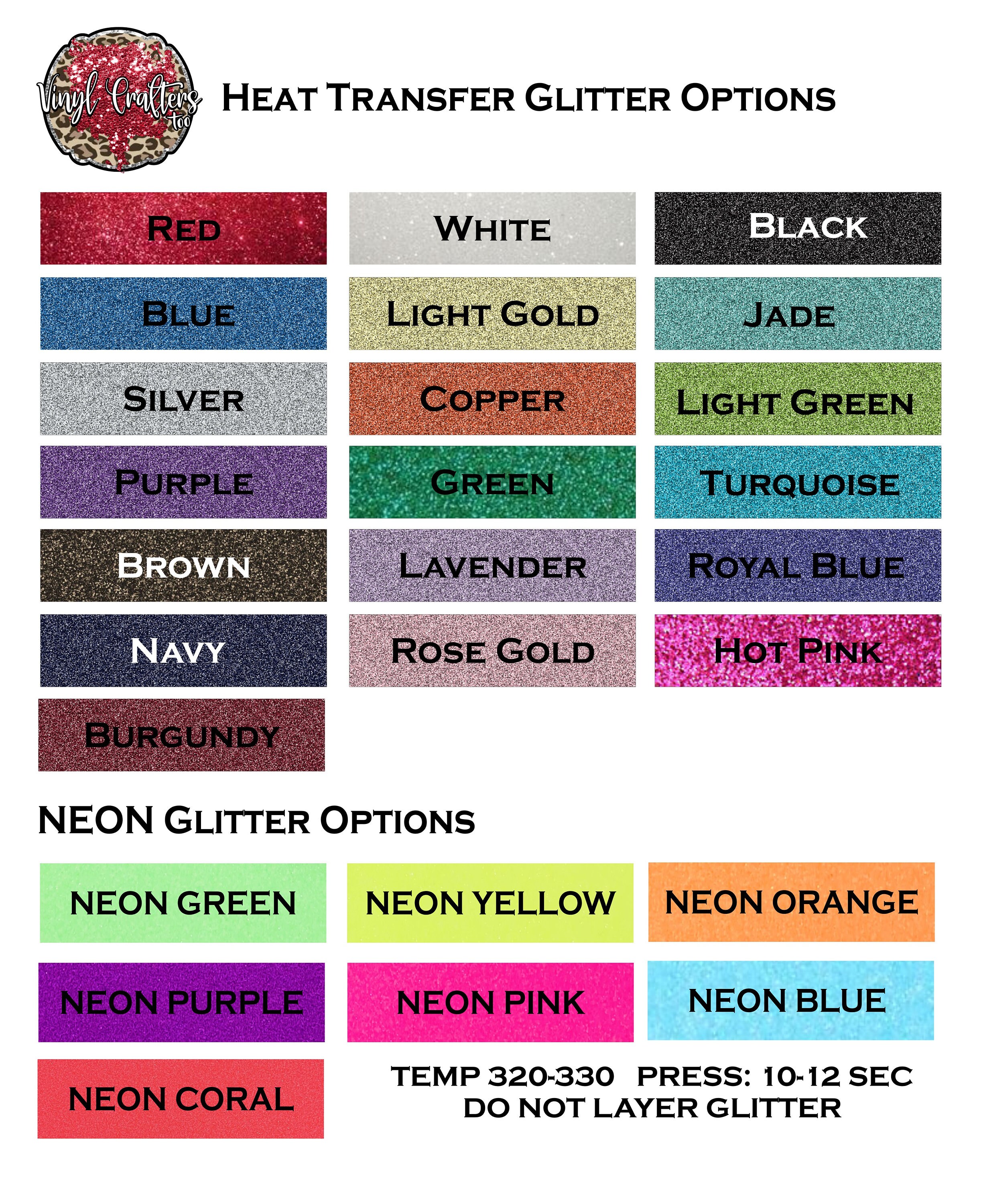 Glitter Heat Transfer Vinyl Sheets Embroidery Glitter HTV - Etsy