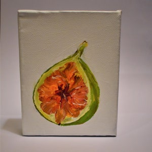 Green Fig Painting - Small Painting - Decor - Fruit Art - Acrylic Painting - Canvas Art - Mini Paintings - Cute Fruit - Minimal - Modern