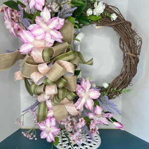 Easter Wreath Purple pink lavender lily Spring Summer wreath