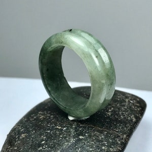 9 Anello a doppia fascia verde mela e verde foresta americano realizzato a mano in giadeite birmana naturale di grado A/anello artigianale/regalo per lei/anello per il pollice/ PR042