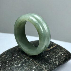 9 Anello a doppia fascia verde mela e bianco latte americano realizzato a mano in giadeite birmana naturale di grado A/Anello artigianale/Anello di giada/Regalo / PR052