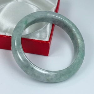 54.7mm Hand Carved Apple and Imperial Green with Milky White Authentic Burmese Grade A Jadeite Jade Bangle/Jade Bracelet/Jade/ J619