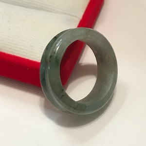10 Anello a doppia fascia verde mela e verde foresta americano realizzato a mano in giadeite birmana naturale di grado A/anello artigianale/regalo per lei/anello per il pollice/PR153