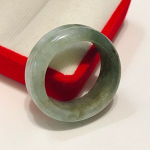 Anello a doppia fascia verde mela e muschio da 10 1/2 US realizzato a mano in giadeite birmana naturale di grado A/Anello artigianale/Anello di giada/Regalo per lei/PR048