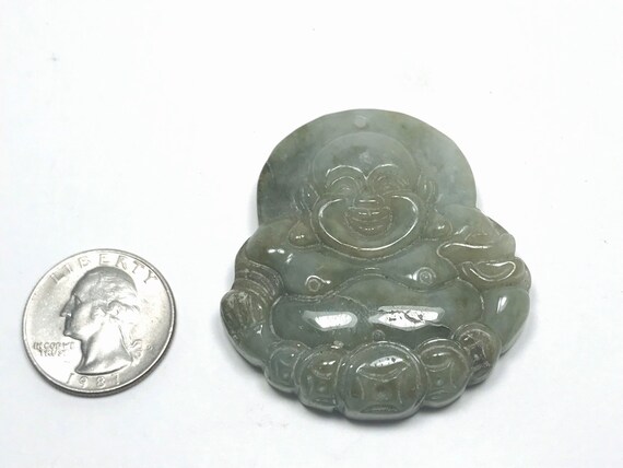 Happy Buddha Grade A Genuine Burmese Jade Hand Ca… - image 6