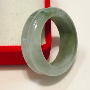 10 1/4 US Mela e verde muschio Anello a doppia fascia realizzato a mano in giadeite birmana naturale di grado A/Anello artigianale/Anello di giada/Regalo per lei/PR048