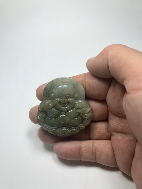 Happy Buddha Grade A Genuine Burmese Jade Hand Ca… - image 7